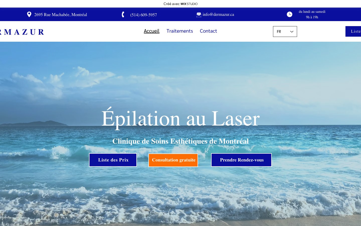 Page d’accueil de l’ancien site de Dermazur